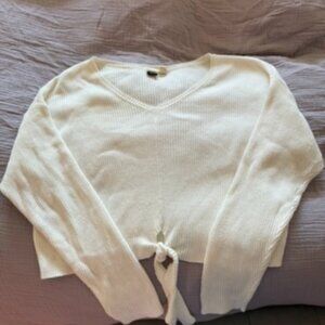 Roxy white knit sweater with tie